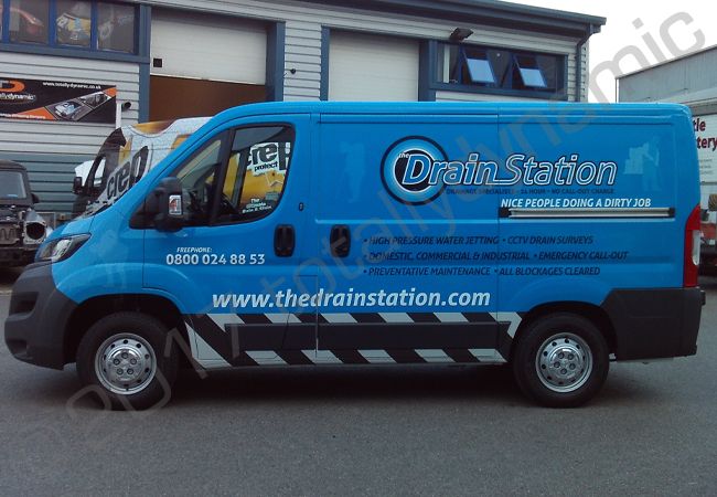 Peugeot Boxer van fully vinyl wrapped for the Drain Station