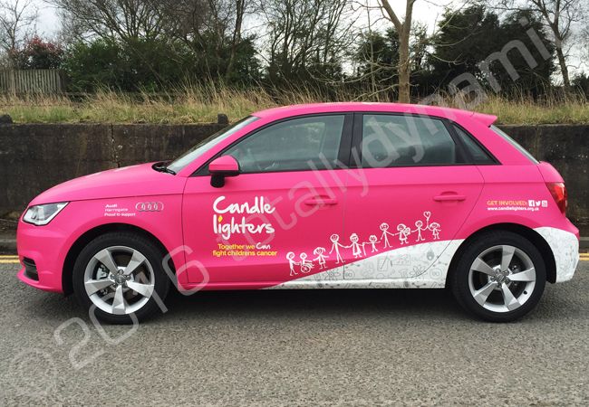 Audi A1 fully vinyl wrapped for Candle Lighters
