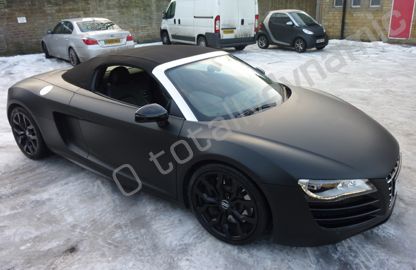 Audi R8 wrapped matt black by Totally Dynamic Leeds/Bradford