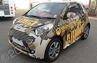 Aston Martin Cygnet fleet wrapped in printed vinyl designs by Totally Dynamic North London