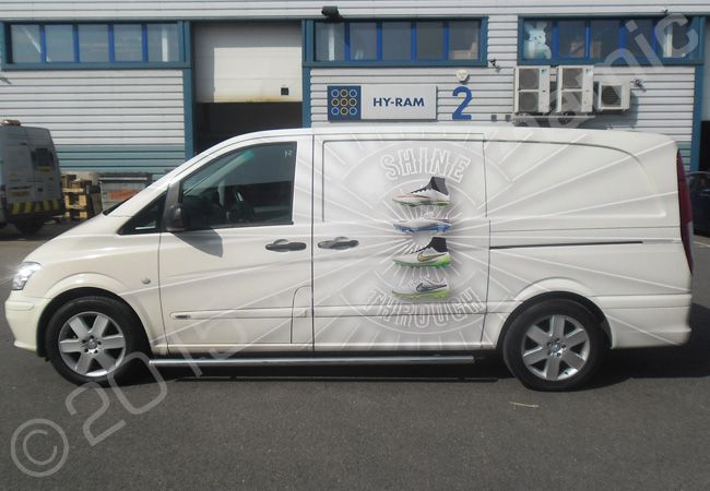 Mercedes Vito van vinyl wrapped for NIKE in a printed van wrap design by Totally Dynamic North London