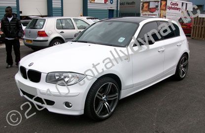 BMW 1 series wrapped gloss white by Totally Dynamic North London