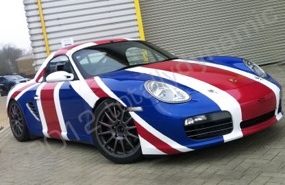 Porsche Boxster wrapped in Union Flag design by Totally Dynamic Milton Keynes