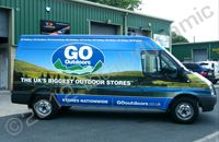 LWB Ford Transit fully wrapped in printed vinyl design by Totally Dynamic Leeds