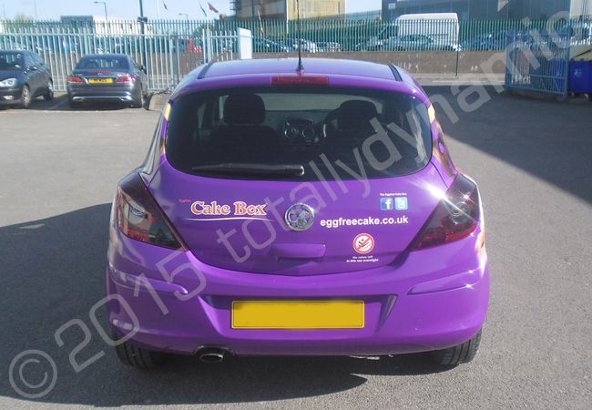 Vauxhall Corsa vinyl wrapped for Eggfree Cake Box