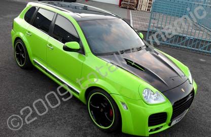 Porsche Cayenne wrapped lime green by Totally Dynamic North London