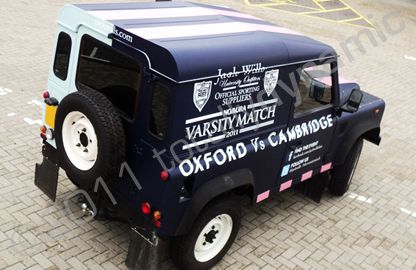 Land Rover Defender with printed vehicle wrap by Totally Dynamic South London