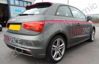 Fleet of Audi A1s wrapped in matt metallic grey and matte magenta by Totally Dynamic North London