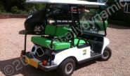 Golf buggy wrapped white and seats recovered by Totally Dynamic Southampton