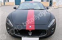 Maserati Granturismo wrapped matt black with matt red stripe by Totally Dynamic South London