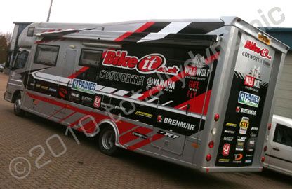 GP Motocross truck wrapped for Bike it Cosworth Yamaha by Totally Dynamic Southampton
