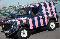 Land Rover Defender 90 wrapped for Jack Wills by Totally Dynamic North London