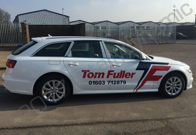 Audi A6 estate vinyl wrapped for Tom Fuller Taxis