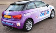 Audi A1 fully vinyl wrapped in a printed vehicle wrap for Chilled Driving Tuition by Totally Dynamic Norfolk