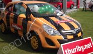 Vauxhall Corsa fully wrapped in printed design by Totally Dynamic Lincolnshire