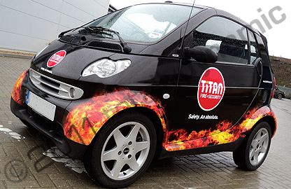 Smart Fortwo wrapped in printed wrap by Totally Dynamic South London
