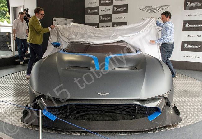 Aston Martin Vulcan fully vinyl wrapped by Totally Dynamic for Aston Martin in matt metallic grey with gloss blue vinyl accents