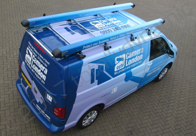 VW Transporter and Scooter vinyl wrapped for CCTV Camera London