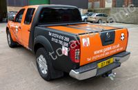Nissan Navara wrapped gloss orange, matt black with graphics by Totally Dynamic Leeds / Bradford