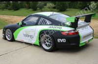 Porsche GT3 Racing car wrapped matte black, matte white and matte lime green with reflective logos by Totally Dynamic Norfolk