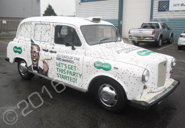 Taxi cab fully vinyl wrapped for Specsaver