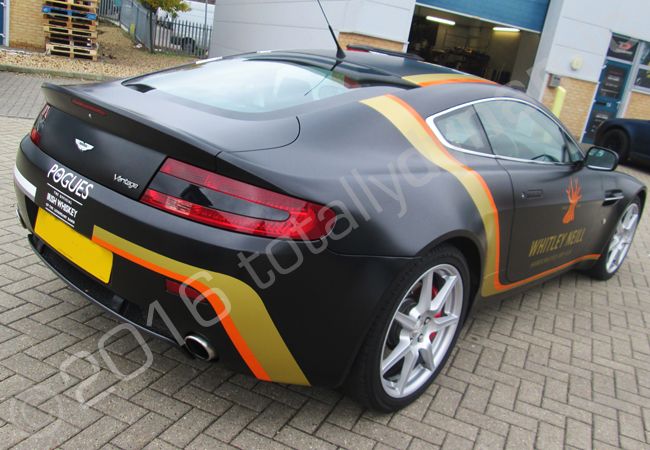 Aston Martin Vantage fully vinyl wrapped for Whitley Neill Gin/Pogues Irish Whiskey
