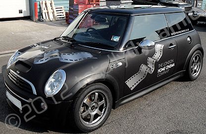 MINI Cooper wrapped in matt black with cut graphics by Totally Dynamic North London