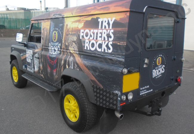 Land Rover Defender vinyl wrapped for Fosters Rocks