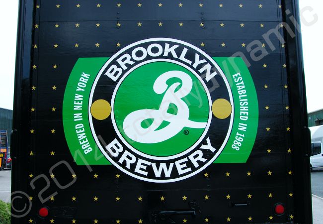 GMC box van fully wrapped in a printed vinyl design for Brooklyn Brewery by Totally Dynamic Leeds