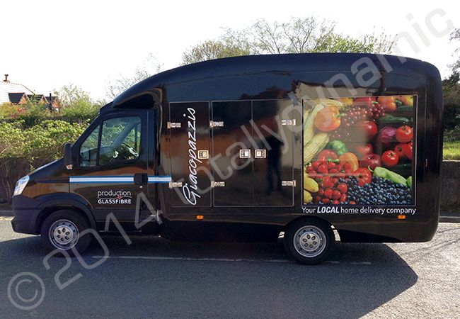 Converted Renault Master van fully wrapped in a printed vinyl vehicle wrap design by Totally Dynamic Manchester