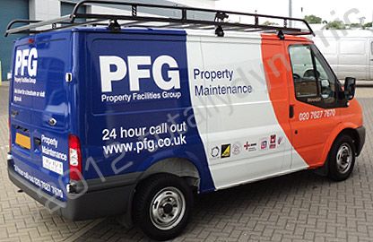 Ford Transit SWB fleet wrapped in coloured vinyl by Totally Dynamic South London