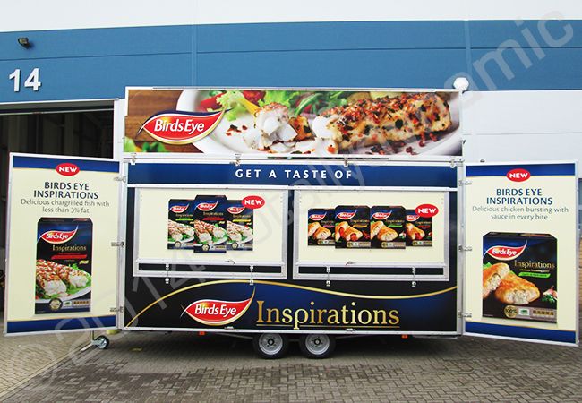 Exhibition trailer fully vinyl wrapped in a printed promotional trailer wrap by Totally Dynamic South London