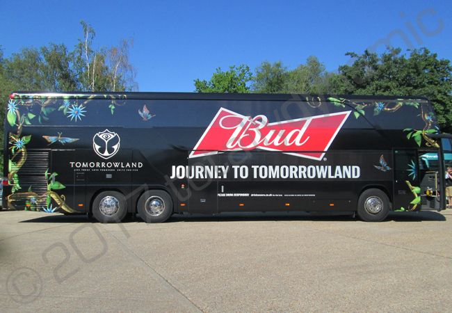 Coach vinyl wrapped for Budweiser's Tomorrowland Project