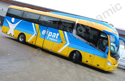 Coach for fully wrapped in EXPATS livery by Totally Dynamic Milton Keynes