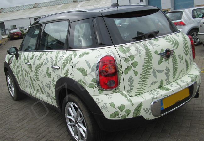 MINI Countryman in a printed vinyl wrap for Bohotanicals