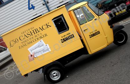 Piaggio 3 Wheel Van wrapped by Totally Dynamic North London
