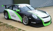 Porsche GT3 Racing car wrapped matte black, matte white and matte lime green with reflective logos by Totally Dynamic Norfolk