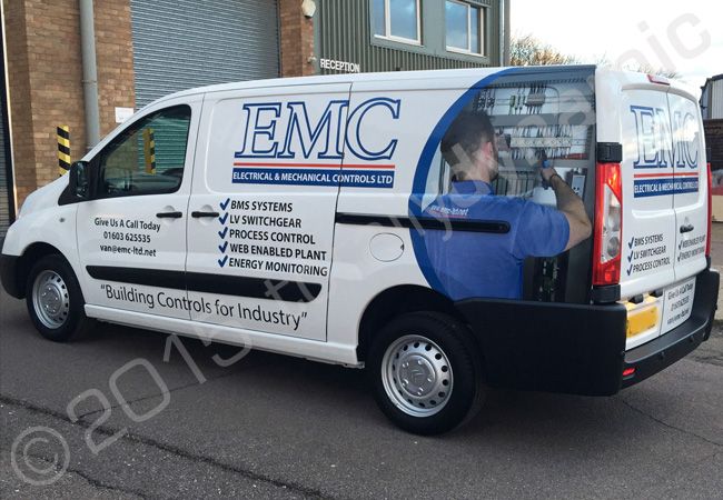 Citroen Dispatch part-wrapped for EMC in a printed vinyl vehicle wrap design by Totally Dynamic Norfolk