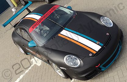 Porsche 977 wrapped matt black and graphics by Totally Dynamic South London