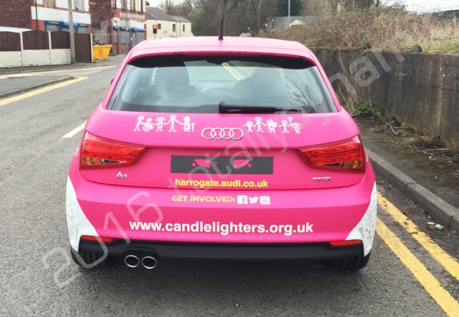 Audi A1 fully vinyl wrapped for Candle Lighters