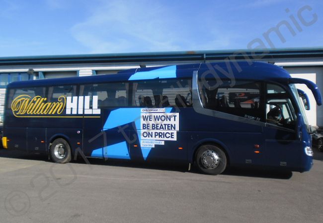 Coach fully vinyl wrapped for William Hill