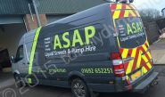 Mercedes Sprinter van vinyl wrapped for ASAP by Totally Dynamic Norfolk