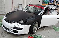 Porsche 977 wrapped matt black and graphics by Totally Dynamic South London