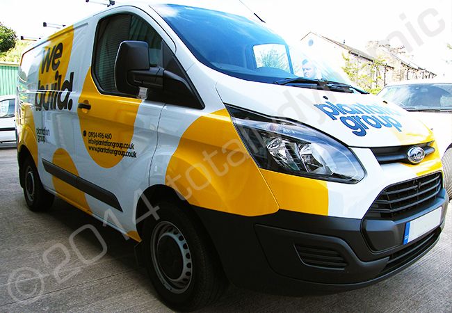 Ford Transit van fully wrapped in a printed vehicle wrap design by Totally Dynamic Leeds