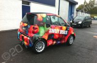 Smart Car in fully printed colour wrap, wrapped by Totally Dynamic Central Scotland