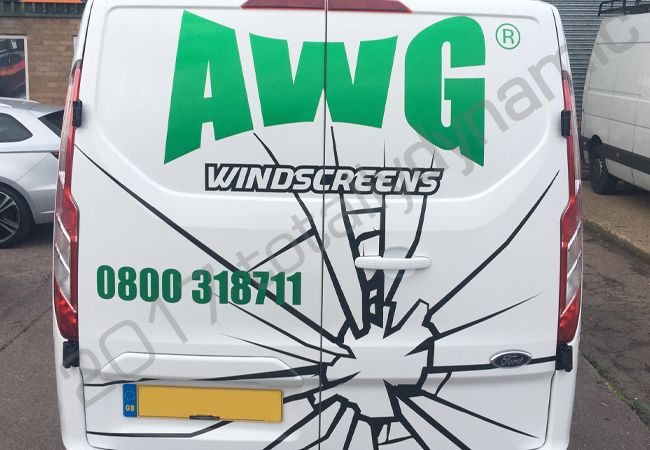 Ford Transit van vinyl wrapped for AWG Windscreens