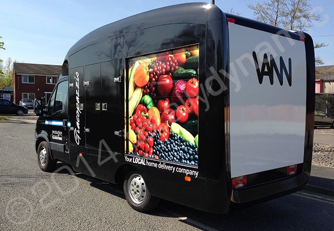 Converted Renault Master van fully wrapped in a printed vinyl vehicle wrap design by Totally Dynamic Manchester