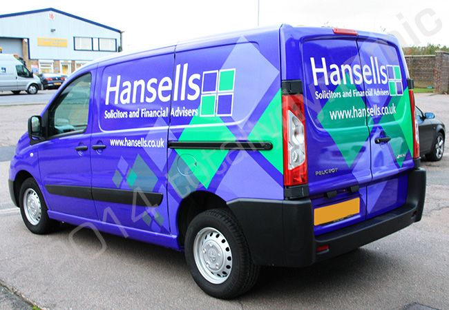 Peugeot Expert van fully wrapped in a printed vinyl van wrap for Hansells Solicitors by Totally Dynamic Norfolk