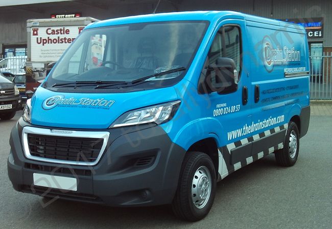 Peugeot Boxer van fully vinyl wrapped for the Drain Station