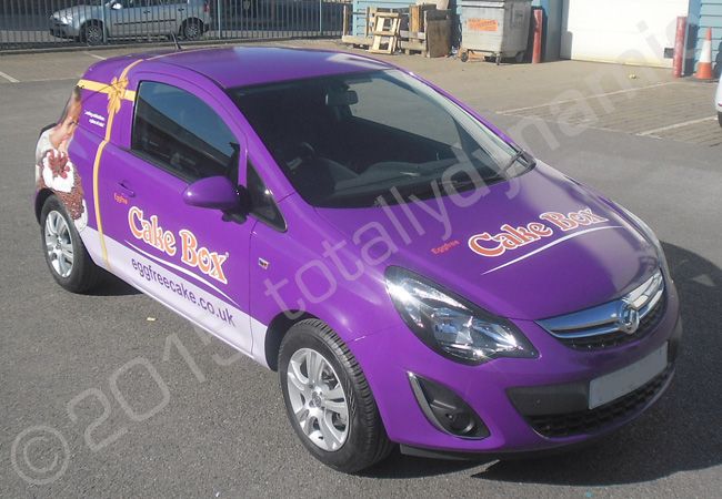 Vauxhall Corsa vinyl wrapped for Eggfree Cake Box